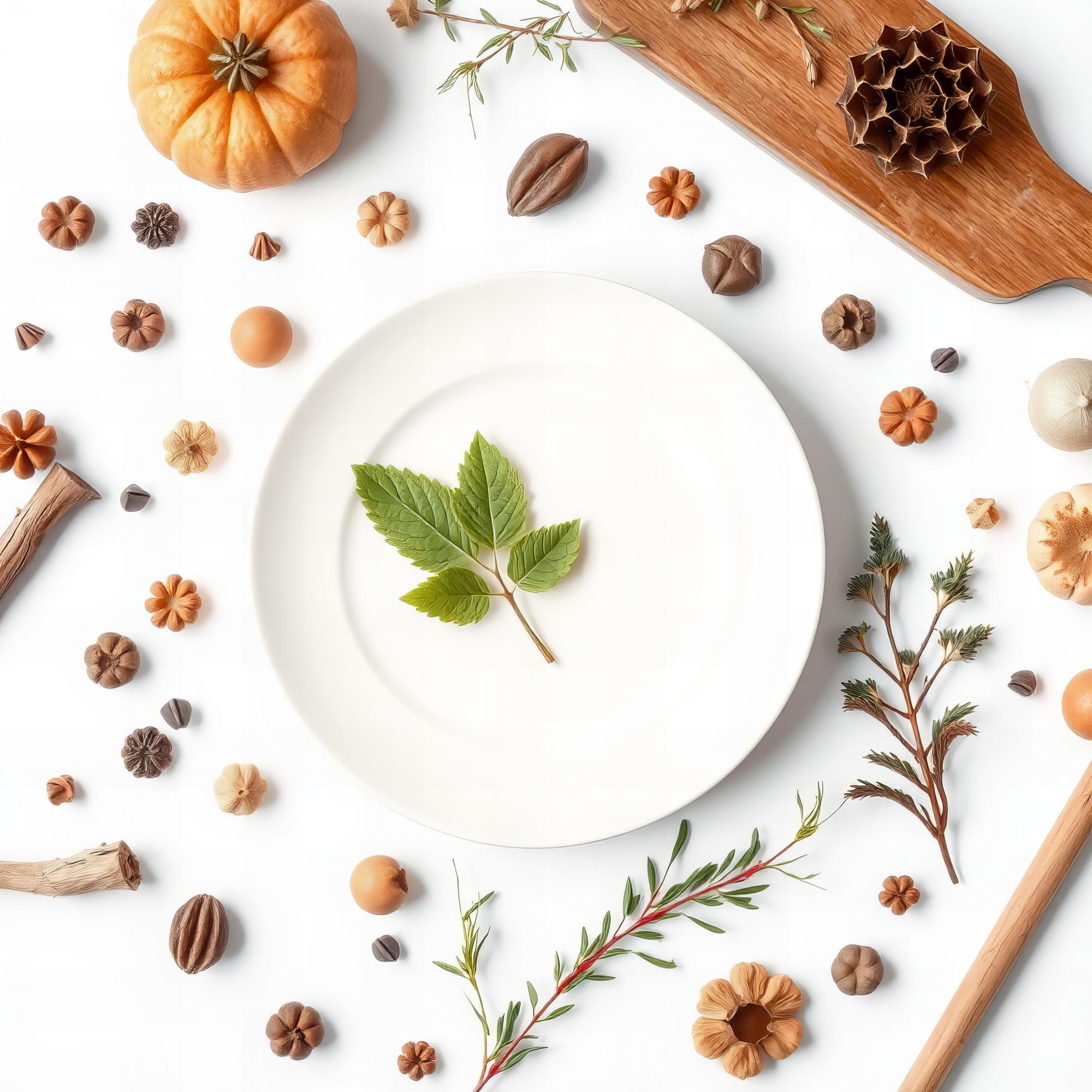 Close-up of a plated seasonal dish on a wooden table